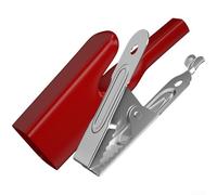 60027 Pince crocodile avec contact en fer plaqué nickel 1000 V 50 A Capacité de connexion électrique soudée isolée en PVC (rouge)