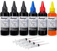 600ml Kit de recharge d'encre universelle pour imprimantes HP Canon Epsn Brother Lexmark Cartouches rechargeables compatibles avec système CISS CIS, 4 couleurs BCMY avec 4 seringues gratuites