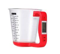 600ml Pichet doseur numérique - Balance électronique - Thermomètre avec écran LCD - Pour cuisine (Red)