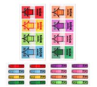 600pcs/6 Paquets Sign Here Autocollant, Signer Ici Drapeaux Onglets Fléchés Autocollants Onglets de Signature pour Documents Cahiers Fournitures Scolaires Bureau à Domicile (Rouge, Orange)
