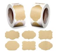 600PCS Adhésives Kraft Etiquette, Autocollantes Cuisine éTiquettes, Ronde Kraft Autocollant, éTiquettes D'éTiquetage pour Pots D'éPices BoîTes de CongéLation les Emballages Cadeaux - Couleur Claire