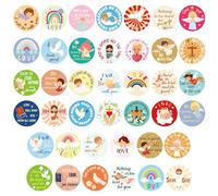 600pcs Autocollants Religieux Chrétiens pour Enfants, 2,5cm Ronds Autocollant Jésus Inspirants Autocollants de Bible Catholique pour l'Art l'Artisanat Décoration de Pâques (Style Ange)