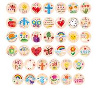 600pcs Autocollants Religieux Chrétiens pour Enfants, 2,5cm Ronds Autocollant Jésus Inspirants Autocollants de Bible Catholique pour l'Art l'Artisanat Décoration de Pâques (Style de Dessin)