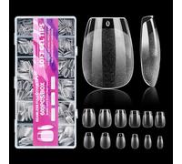 600pcs Capsule Americaine Ongle, Court Transparent Couverture Complète Nails, 12 Tailles Faux Ongles Press On, Kit Ongle Pose Américaine avec Boîte Transparente, pour Manucure DIY, Courts en Forme T