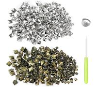 600pcs carré pyramidal goujon métal griffe tête rivet goujon Spike Screw Craft punk Gun métal, 8/12 / 15mm avec bande de perçage pour les chaussures de vêtements DIY Project (bronze + argent)