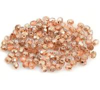 600pcs Fire Polished Faceted Beads Round 4 mm, Crystal Etched Rose Gold Capri (30-ETCH-27101-), Bohemian Crystal Glass, Czech Republic 15119001 Wholesale Bulk Pack