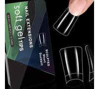 600PCS Gel Nails Conseils Avec Conception Claire Curbe Wide French Nails For Professional Et Home Use Half Covers Manucure Abs Nail