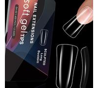 600PCS Gel Nails Conseils Avec Conception Claire Curbe Wide French Nails For Professional Et Home Use Half Covers Manucure Abs Nail