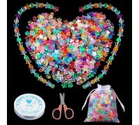 600pcs Star Shape Acrylic Beads For Bracelet With 1 Roll Of Crystal Cable And 1 Pair Of Scissors,Transparent And Colorful Acrylic Stars For Necklaces
