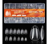 600Pièces Capsule Faux Ongles, Court Almond-Shaped Nails Ongle, 12 Tailles Capsules Americaine Ongles pour Ongles Gel, Kit Ongle Capsule pour Manucure, DIY