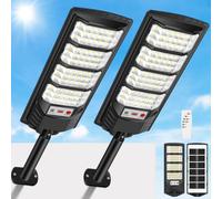 600W Lampadaires solaires extérieurs avec détecteur de mouvement, 6500K Projecteur solaire extérieur IP66 Étanche Télécommande Éclairage solaire lumières de sécurité lampadaire de jardin garage 2