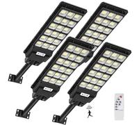 600W LED Réverbères Solaire Extérieur avec Télécommande - 6500K 576 LEDs, Détecteur de Mouvement, IP65 Étanche pour Parking, Patio, Rue (4 Pack)