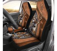 601 Lot De 2 Housses De Siège De Voiture Avant Confort Couverture Couvre Sieges Souple Accessoire Auto Protection Chasse Au Cerf avec Motif Imprimé, pour Les Amateurs De Chevaux Famille Occidentale