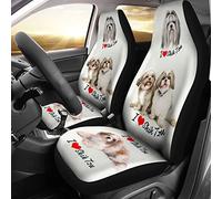 601 Lot De 2 Housses De Siège De Voiture Avant Confort Couvre Sieges Shih Tzu J'aime Le Chien Shih Tzu - Cadeaux pour Les Amoureux du Shih Tzu À Poils Longs, Cadeaux pour Les Amoureux des Chiens