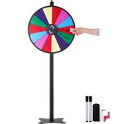 601 mm Roue de la fortune-14 compartiments-Roue de la chance avec stylo effaçable à sec et 2 marqueurs-Roue rotative réglable en hauteur pour les jeux de loterie et de hasard lors de fêtes et dans les
