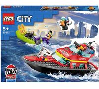 LEGO 60373 City Fire Rescue Boat Toy, Floats on Water, with Jetpack, Dinghy and 3 Minifigures, Everyday Hero Toys for Boys and Girls Aged 5+, Gift Idea