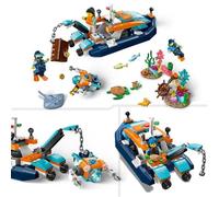 LEGO 60377 City Le Bateau d’Exploration sous-Marine, Jouet avec Mini sous-Marin, Requin, Crabe, Tortue, Raie et Figurines Animaux Marins, Set de Plongée sous-Marine, Enfants Dès 5 Ans