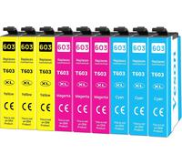 603XL Cartouches d'encre Compatible pour Epson 603 XL pour Expression Home XP-2100 XP-2105 XP-2150 XP-3100 XP-4100 XP-4105 XP-3105 XP-4155 WF-2830 WF-2810 WF-2850 (3 Cyan, 3 Magenta, 3 Jaune)