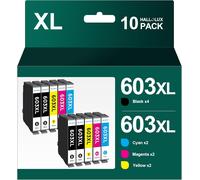 603XL Cartouches d'encre Compatibles pour Epson 603 XL Epson Expression Home XP-2100 XP-2105 XP-4105 XP-3100 XP-4105 XP-4100 XP-3105 XP-4150 Workforce WF-2830 WF-2835 WF-2810 WF-2850 (10Pack)