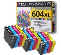 604 XL - Pack compatible avec EPSON 604 XL, 12 cartouches - 123CONSOMMABLES Pack G