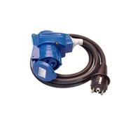 - 60483 - rallonge électrique avec prise adaptateur coudée - câble noir 1,5m h07rn-f 3g2,5 - 230 v 16 a 3 broches