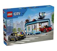 60497 LEGO® CITY Route de lavage avec 2 voitures jouets, brosses rotatives,