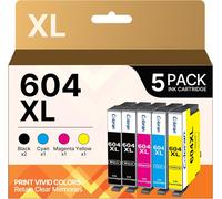 604Xl Compatible Cartouche Pour Xp 2200 Pour 604 Xl Pour Expression Home Xp-2205 Xp-3205 Xp-3200 Xp-4200 Xp-4205 Workforce Wf-2910Dwf Wf-2930Dwf Wf-2935Dwf Wf-2950Dwf (5 Pack)