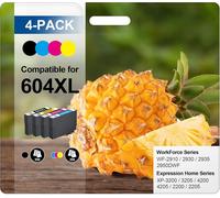 604XL Pack de 4 Compatible Cartouche pour Epson XP 2200 pour Epson 604 XL pour Expression Home XP-2200 XP-2205 XP-3205 XP-3200 XP-4200 XP-4205 Workforce WF-2910DWF WF-2930DWF WF-2935DWF