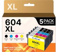 604XL Pack de 5 Compatible Cartouche pour Epson XP 2200 pour Epson 604 XL pour Expression Home XP-2200 XP-2205 XP-3205 XP-3200 XP-4200 XP-4205 Workforce WF-2910DWF WF-2930DWF WF-2935DWF