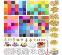 60693 Pièces Perles pour Bracelet, 120 Couleurs 2mm Perles pour Bijoux Perles de Rocaille, Kit Bracelet avec 300PCS Perles Lettres & Souriantes Perles pour DIY Fabrication de Bijoux Bracelets Collier
