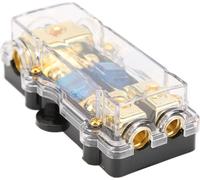 60A Bloc de distribution de puissance 1 sur 2 dans un répartiteur audio de voiture résistant à la chaleur -Porte-fusible pour amplificateur stéréo de voiture