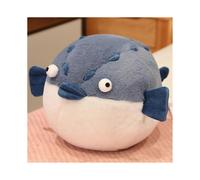 (60cm,blue river dolphin)Popular Cute Round Drum Drum Doll Pillow Chubby Crocodile Puffer Plush Toy Round Cat Pinch Puffer