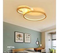 60cm Bois Plafonnier LED salon rétro rustique dimmable créatif rond blanc Lampe de plafond avec télécommande lustre antique Eclairage de plafond pour Chambre Bureau Salle à manger moderne éclairage