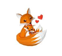 60cm Fox Mother and Baby Paper Model Baby's Room Wall Decoration Hug Fox Puzzles Handmade Papercraft 3D Educational Creative Toy
