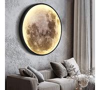 60cm Lune Applique Murale Dimmable avec Télécommande Forme Ronde Lampe Murale LED Intérieur Moderne Lampe Art Déco Acrylique Plafonnier Très Mince Lampe de Décoration Lune Grosse Lampe de Salon