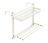 60cm Over Radiator Drying Rack - Double Layer Carbon Steel Laundry Dryer | No Drilling Hanging Clothes Rack For Indoor Home, Apartment, Bathroom, Kitchen, Socks, Shoes, Dolls & Daily Laundry Use