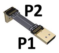 60cm P1(A)-P2(B) DisplayPort câble d'extension Flex 1.4, câble coudé 8K 4K HDR 165Hz, affichage 60Hz, adaptateur de Port pour vidéo PC portable TV DP 1.4 1.2 Nipseyteko