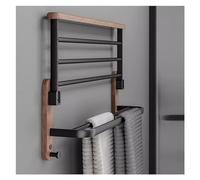 60cm Porte Serviettes Salle de Bain Mural Pliable Étagère Serviette avec Crochets,2 étages Sèche-Serviettes en Aluminium Bois Antirouille,Tiges Support-Rangement Serviette Salle de Bain Cuisine