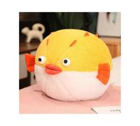 (60cm,yellow river dolphin)Popular Cute Round Drum Drum Doll Pillow Chubby Crocodile Puffer Plush Toy Round Cat Pinch Puffer