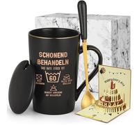 60e anniversaire cadeaux pour femmes tasse à café cadeaux anniversaire avec inscription « Traiter 400 ml 60 Noir MUG