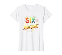 60e Anniversaire Six décennies of Awesome Cadeau de célébration T-Shirt, Femme, Blanc, XS