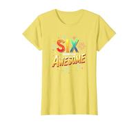 60e Anniversaire Six décennies of Awesome Cadeau de célébration T-Shirt, Femme, Citron, XS