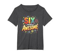 60e Anniversaire Six décennies of Awesome Cadeau de célébration T-Shirt, Femme Grandes Tailles, Chiné Foncé, 6X