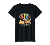 60e Anniversaire Six décennies of Awesome Cadeau de célébration T-Shirt, Femme, Noir, S