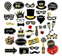 60ème Anniversaire Accessoires Photo Booth Props, 35 Pcs DIY Kit Convient pour His Or Hers 60 ème Anniversaire Celebration Propulsion de Photobooth