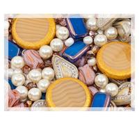 60g of Glass Bead Mix with Pearls, Filigree Teardrops and Fresca Czech Beads, Beige Starlight