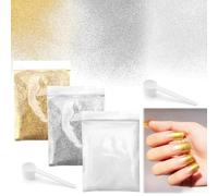 60g Poudre à Paillettes Or Argent Blanc Peinture Pailletée Fines Scintillant en PET Accessoire Loisirs Créatif Décoration Maquillage Ongles Nail Bricolage Artisanat Carte pour Fête Noël Mariage Annive