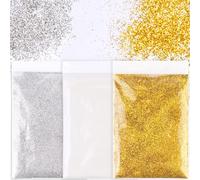 60g Poudre à Paillettes Or Argent Blanc Peinture Pailletée Fines Scintillant en PET Accessoire Loisirs Créatif Décoration DIY Nail Boule de Neige pour Fête Noël Mariage Anniversaire