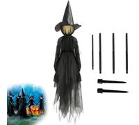 60inch Witch Halloween Decorations Outdoor, Allumez La Main en Hurlant des Sorcières avec des Piquets, Un Contrôle De La Voix Brillant pour La Pelouse à La Maison Extérieure Fête Witch
