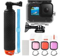 60M/197FT 26PCS Underwater Boîtier Étanche Kit with Diving Filter Floating Grip for Go Pro Hero 13/12/11/10/10/9 Black Accessory